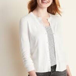 Halogen White Button Front Cardigan M